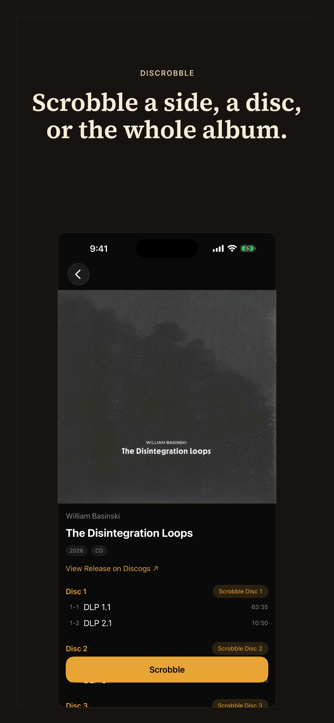 Scrobble confirmation screen.